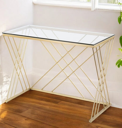 40" Clear and Gold Glass Writing Desk HomeRoots