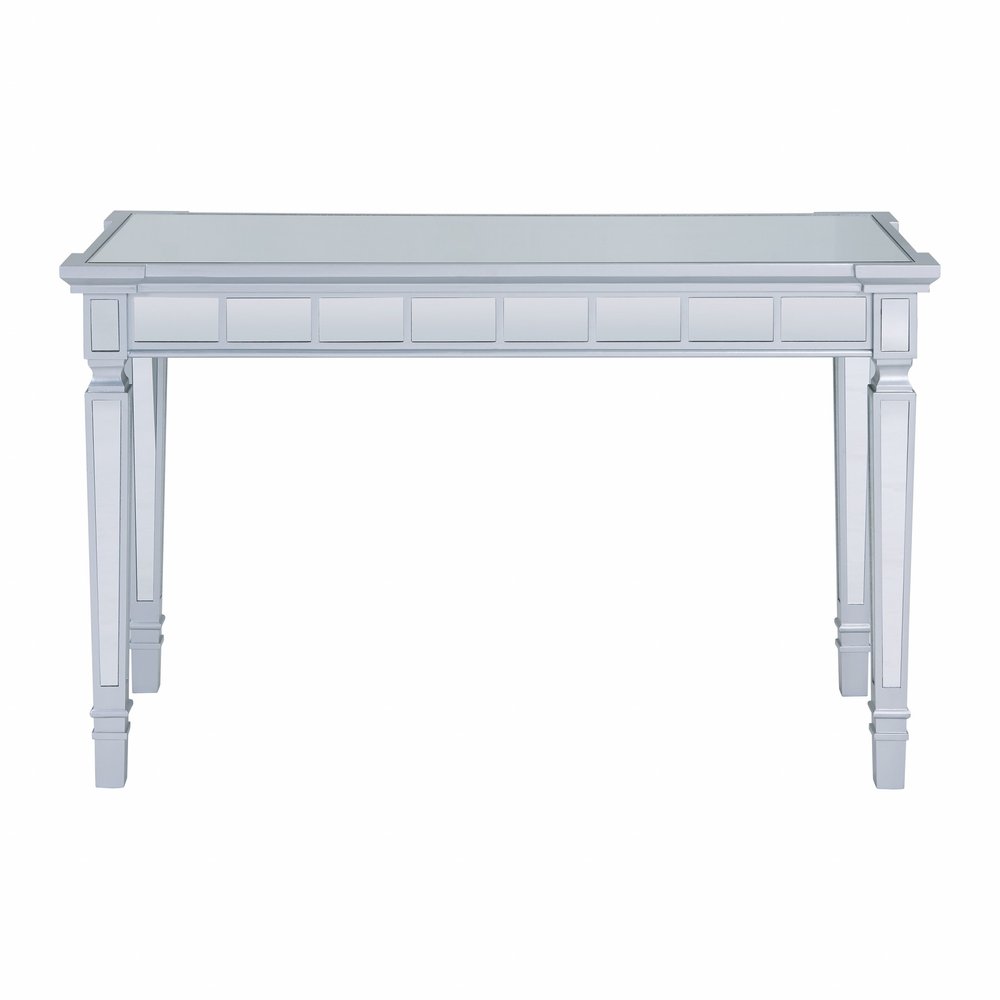 47" Silver Wood Mirrored With Two Drawers HomeRoots