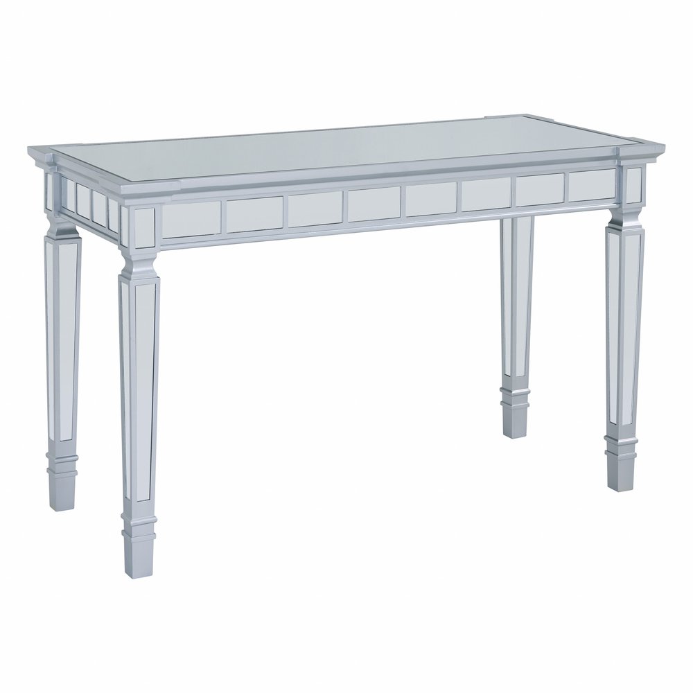 47" Silver Wood Mirrored With Two Drawers HomeRoots