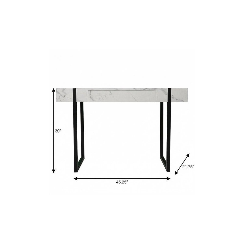 45" White and Black Writing Desk HomeRoots