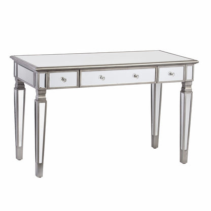 48" Silver Wood Mirrored With Three Drawers HomeRoots