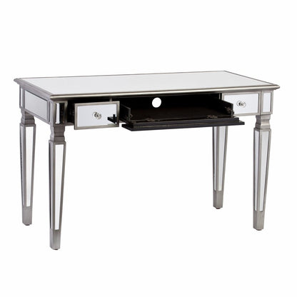 48" Silver Wood Mirrored With Three Drawers HomeRoots