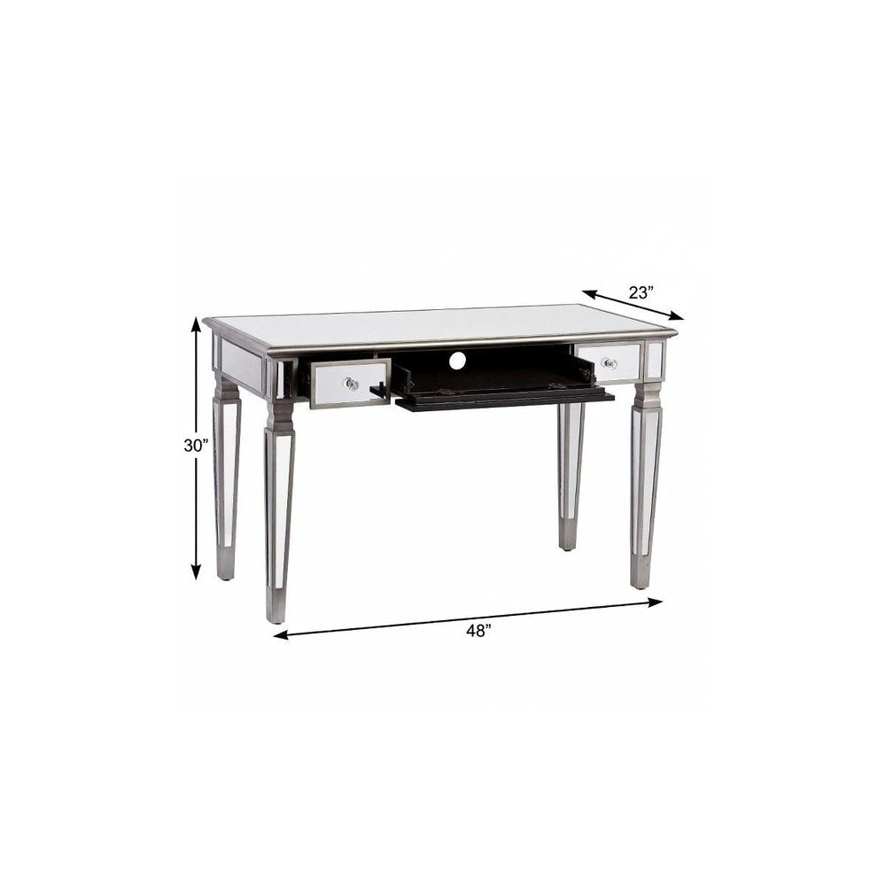 48" Silver Wood Mirrored With Three Drawers HomeRoots