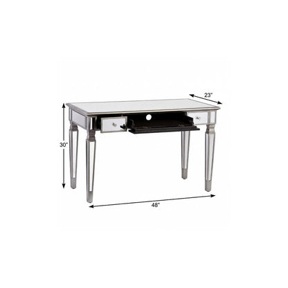 48" Silver Wood Mirrored With Three Drawers HomeRoots