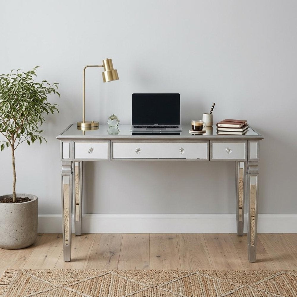 48" Silver Wood Mirrored With Three Drawers HomeRoots