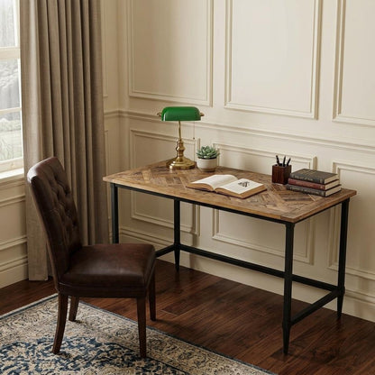 53" Natural and Black Wood Writing Desk HomeRoots