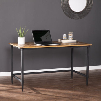 53" Natural and Black Wood Writing Desk HomeRoots