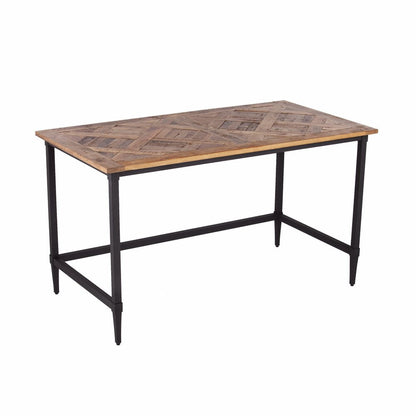 53" Natural and Black Wood Writing Desk HomeRoots