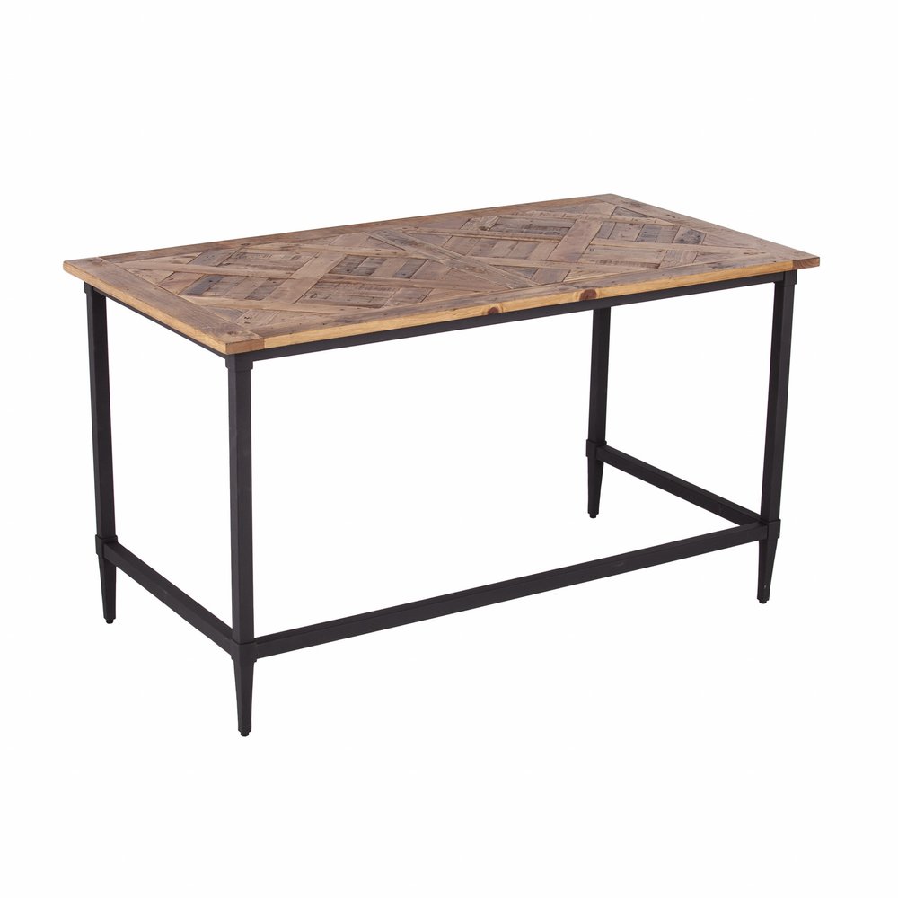 53" Natural and Black Wood Writing Desk HomeRoots