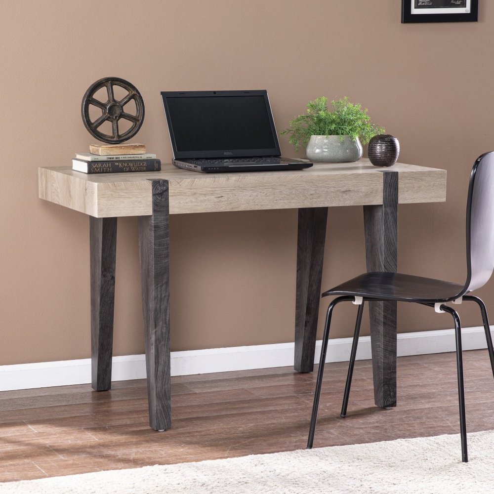 45" Natural and Dark Brown Wood Parsons HomeRoots