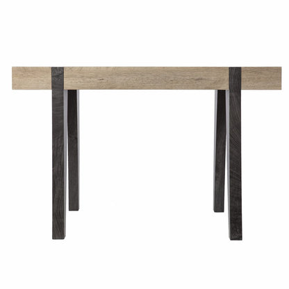 45" Natural and Dark Brown Wood Parsons HomeRoots