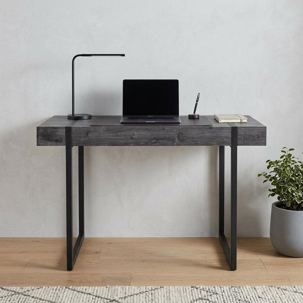 45" Black Wood Sled Writing Desk — view 1