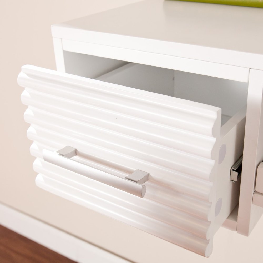White Wall Mount Desk with Drawers — view 1