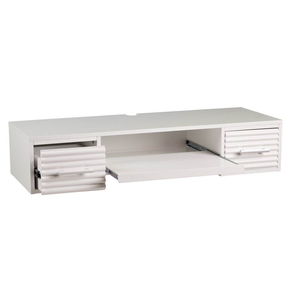 White Wall Mount Desk with Drawers — view 4