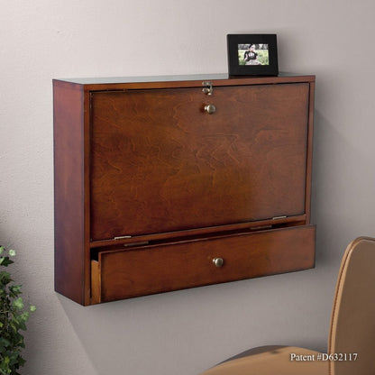 26" Brown Floating desk HomeRoots