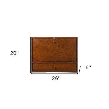 26" Brown Floating desk HomeRoots