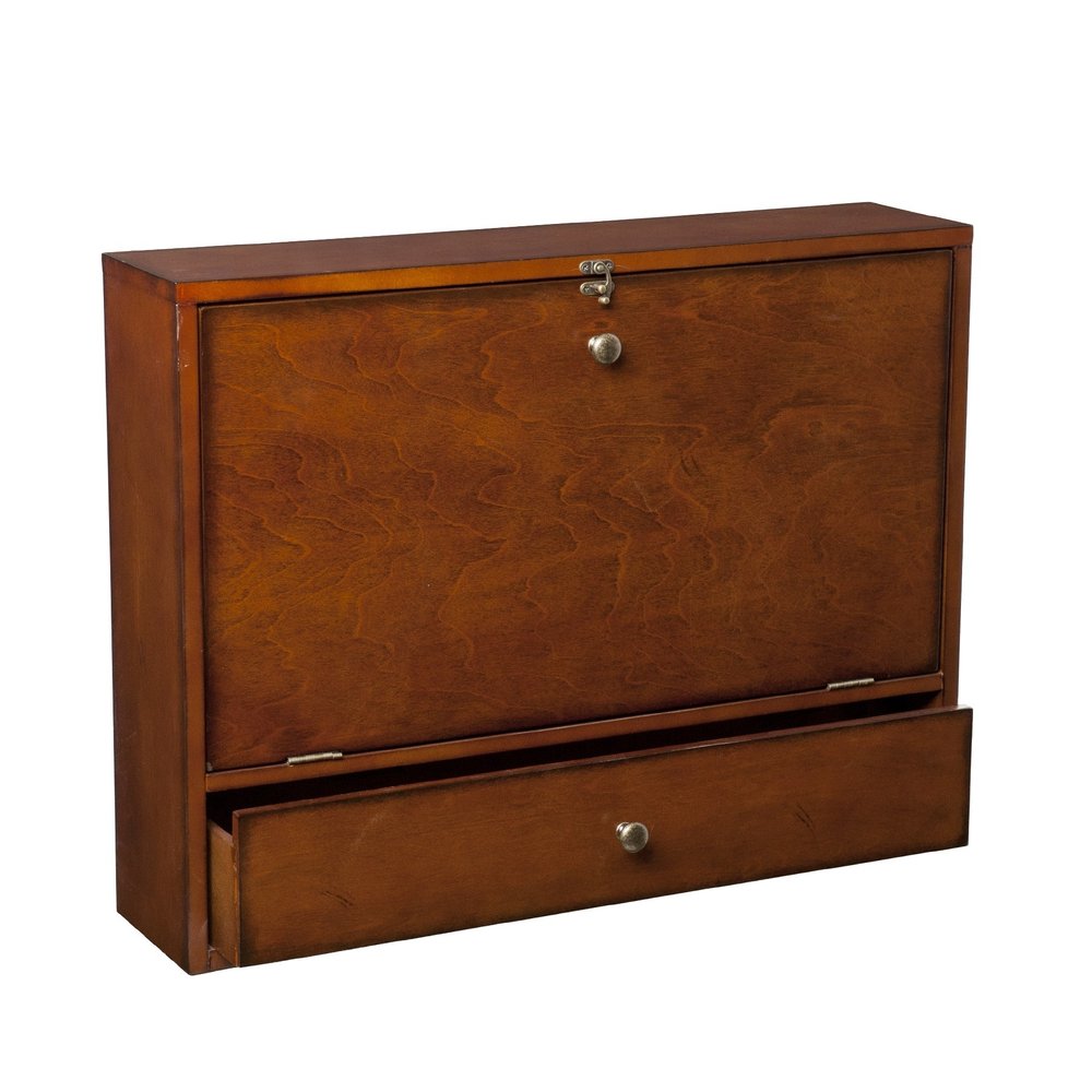 26" Brown Floating desk HomeRoots