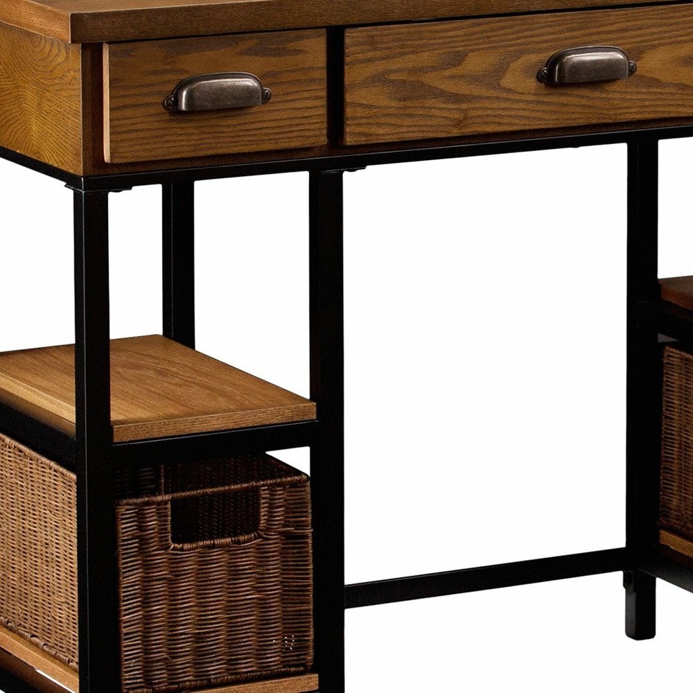 42" Gray And Black Writing Desk With Three Drawers — view 6
