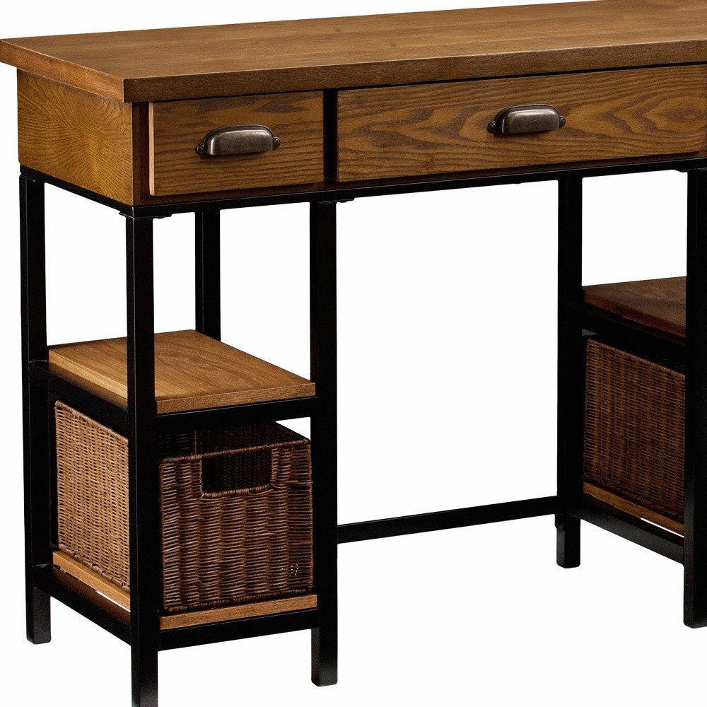 42" Gray And Black Writing Desk With Three Drawers — view 7
