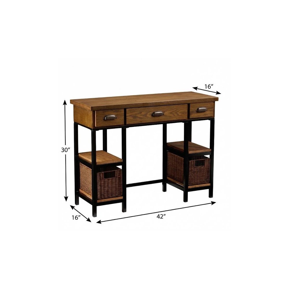 42" Gray And Black Writing Desk With Three Drawers — view 9