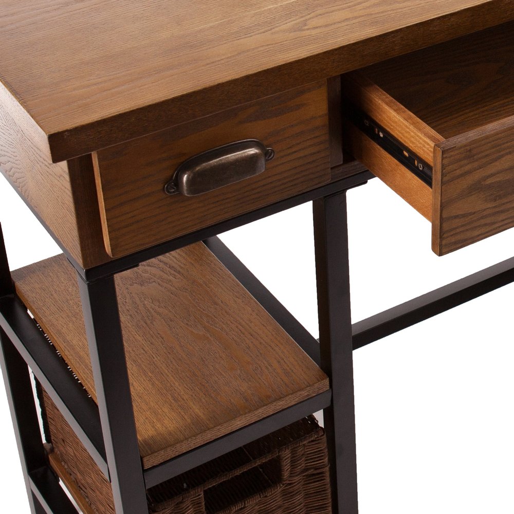 42" Gray And Black Writing Desk With Three Drawers — view 3