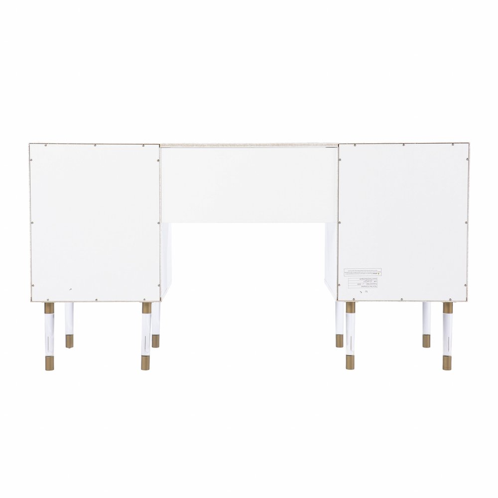 55" White Writing Desk With Four Drawers — view 7