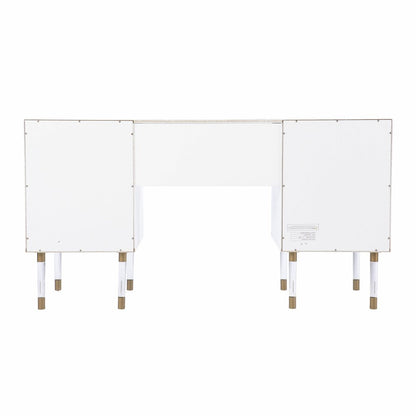 55" White Writing Desk With Four Drawers HomeRoots