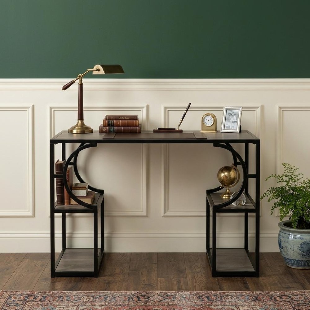 44" Gray and Black Wood Pedestal HomeRoots