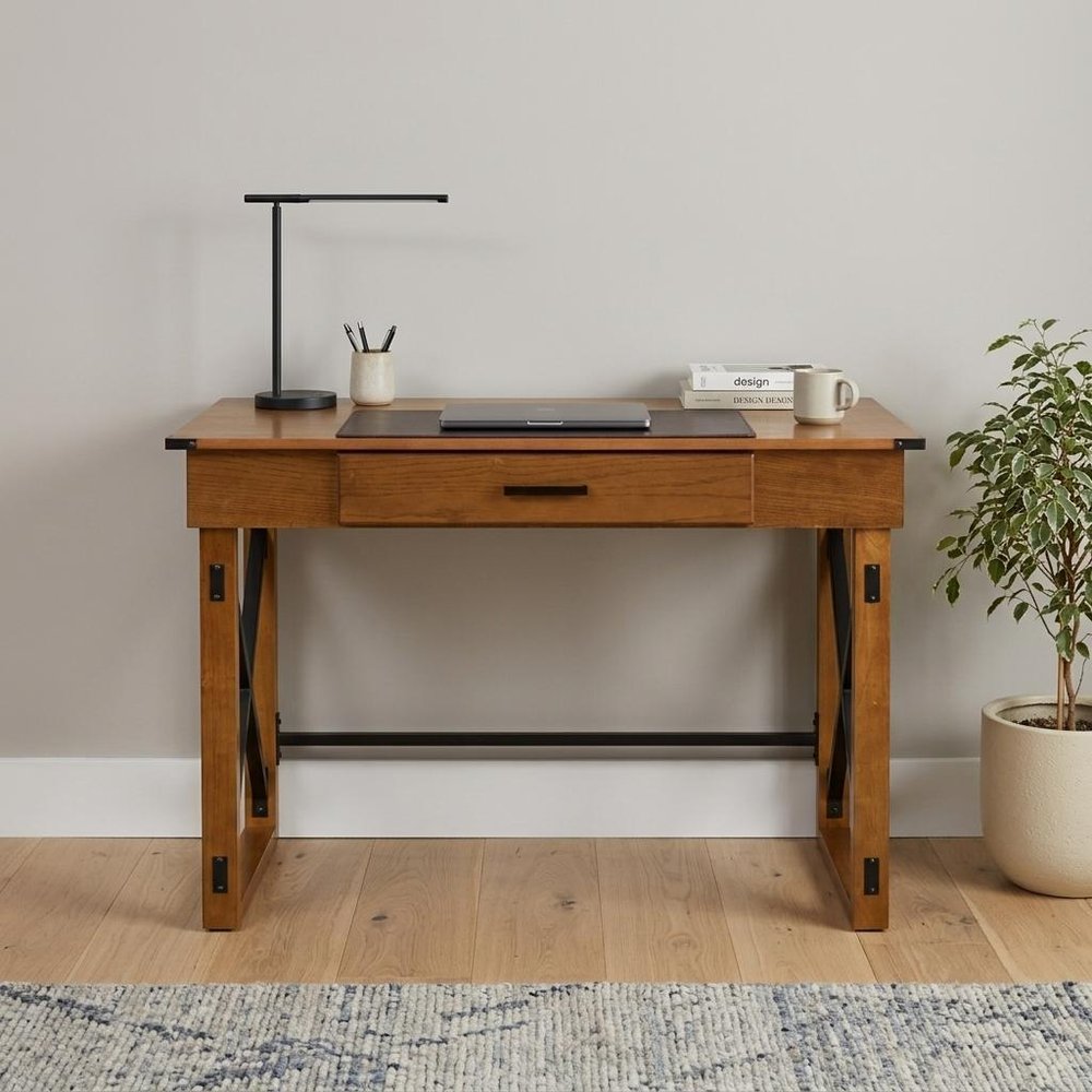 49" Adjustable Natural Standing Desk Converter HomeRoots