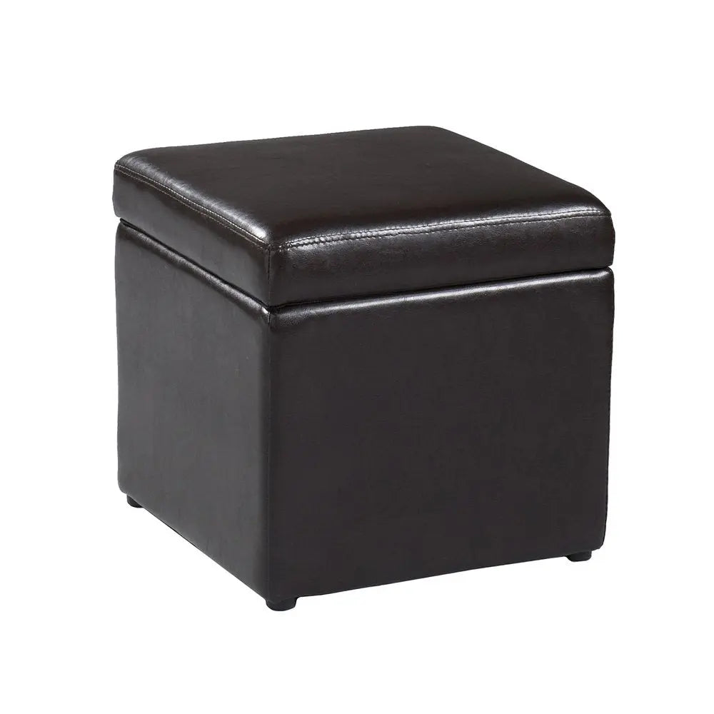 Five Piece Dark Brown Faux Leather Coffee Table and Storage Ottoman Set HomeRoots