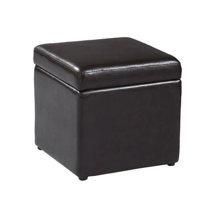 Five Piece Dark Brown Faux Leather Coffee Table and Storage Ottoman Set HomeRoots