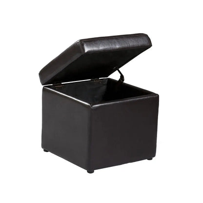 Five Piece Dark Brown Faux Leather Coffee Table and Storage Ottoman Set HomeRoots