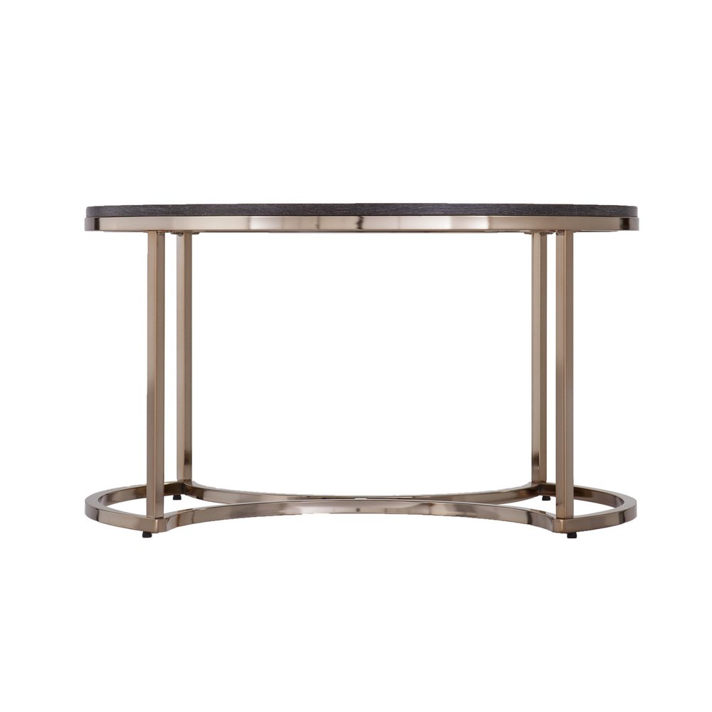 32" Champagne And Charcoal Manufactured Wood And Metal With Iron Round Coffee Table HomeRoots