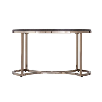32" Champagne And Charcoal Manufactured Wood And Metal With Iron Round Coffee Table HomeRoots
