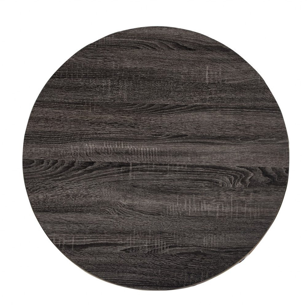 32" Champagne And Charcoal Manufactured Wood And Metal With Iron Round Coffee Table HomeRoots