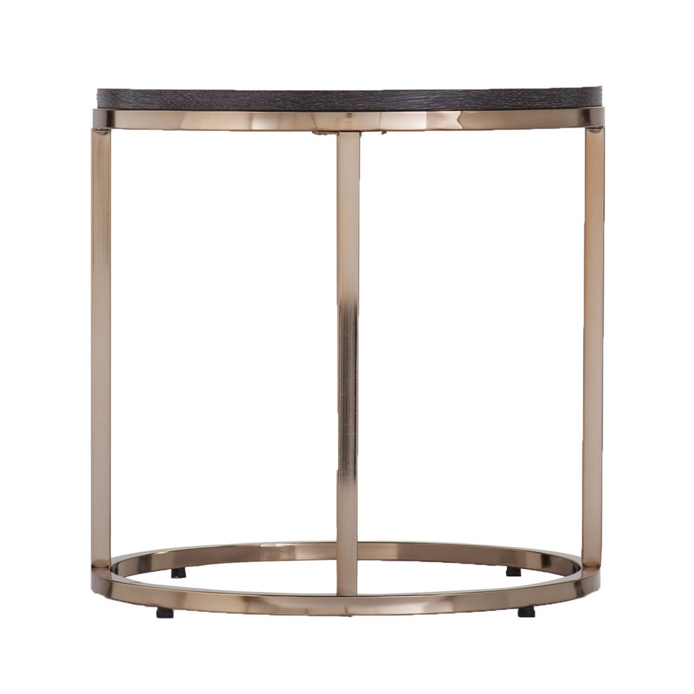 32" Champagne And Charcoal Manufactured Wood And Metal With Iron Round Coffee Table HomeRoots