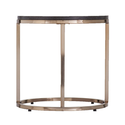32" Champagne And Charcoal Manufactured Wood And Metal With Iron Round Coffee Table HomeRoots