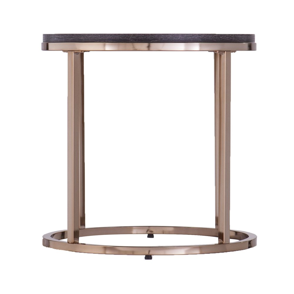32" Champagne And Charcoal Manufactured Wood And Metal With Iron Round Coffee Table HomeRoots
