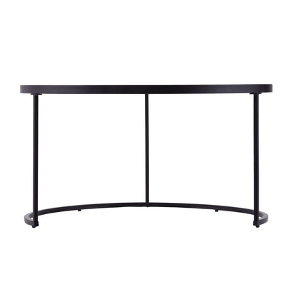 Set of Two Black And Silver Mirrored Round Nested Coffee Table Set HomeRoots