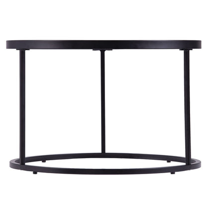Set of Two Black And Silver Mirrored Round Nested Coffee Table Set HomeRoots