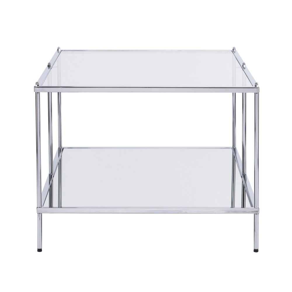 42" Chrome Glass And Metal Rectangular Mirrored Coffee Table HomeRoots