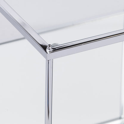 42" Chrome Glass And Metal Rectangular Mirrored Coffee Table HomeRoots