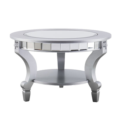 29" Silver Mirrored And Metal Round Mirrored Coffee Table HomeRoots