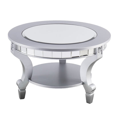 29" Silver Mirrored And Metal Round Mirrored Coffee Table HomeRoots