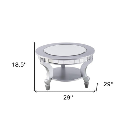 29" Silver Mirrored And Metal Round Mirrored Coffee Table HomeRoots