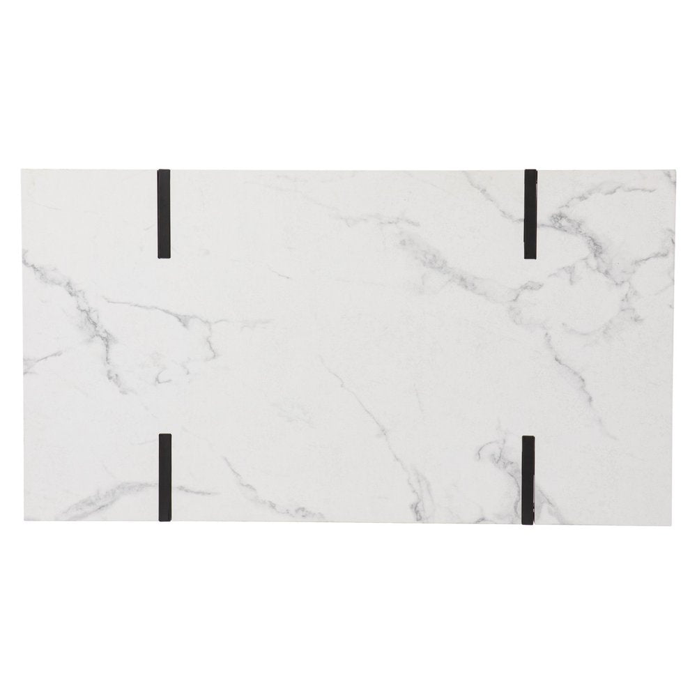 43" White And Black Faux Marble And Metal With Iron Coffee Table HomeRoots