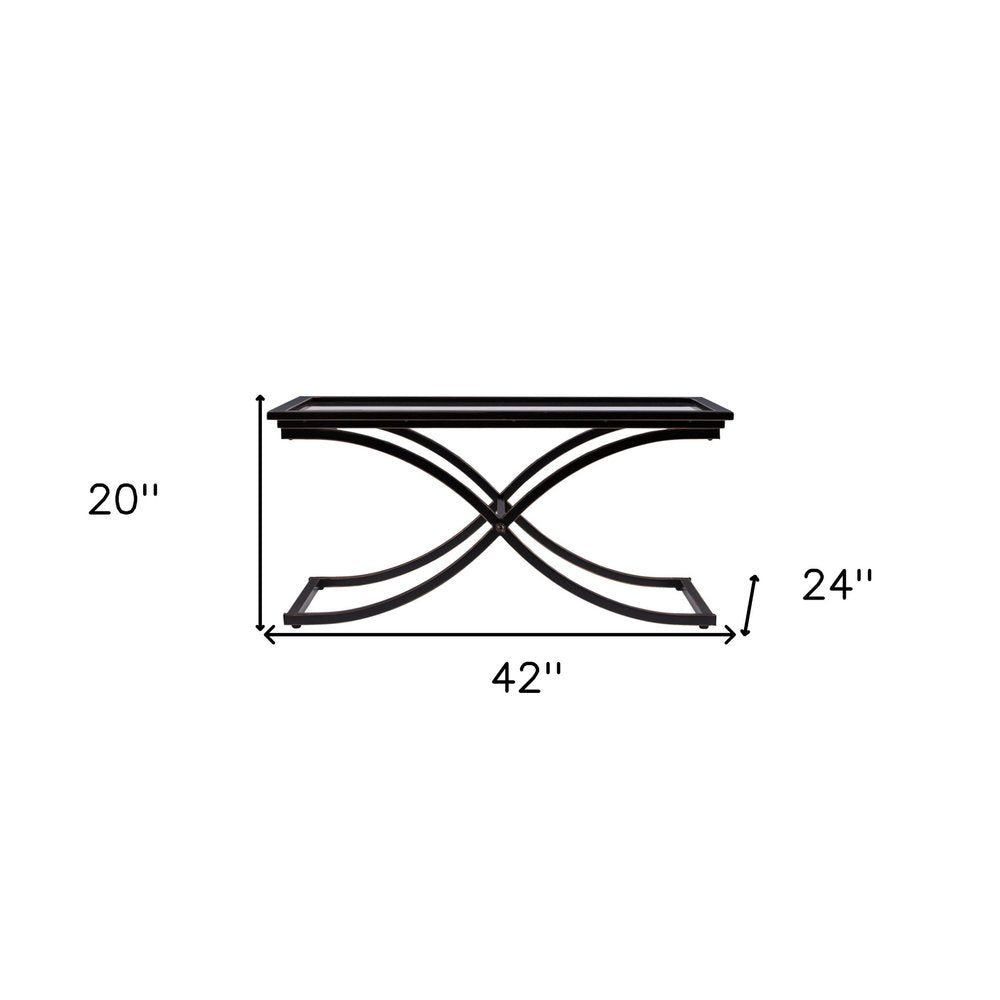 42" Black Glass And Metal Rectangular Coffee Table HomeRoots