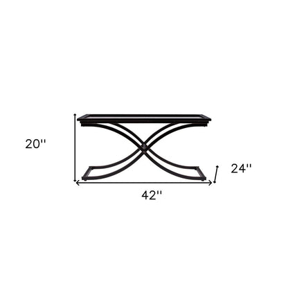 42" Black Glass And Metal Rectangular Coffee Table HomeRoots