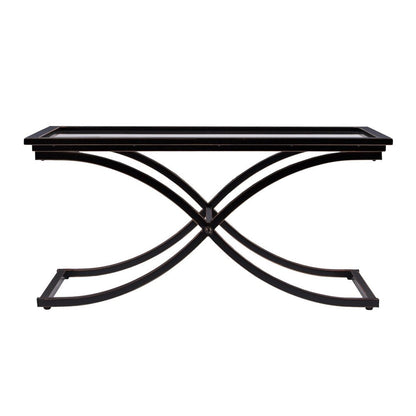 42" Black Glass And Metal Rectangular Coffee Table HomeRoots