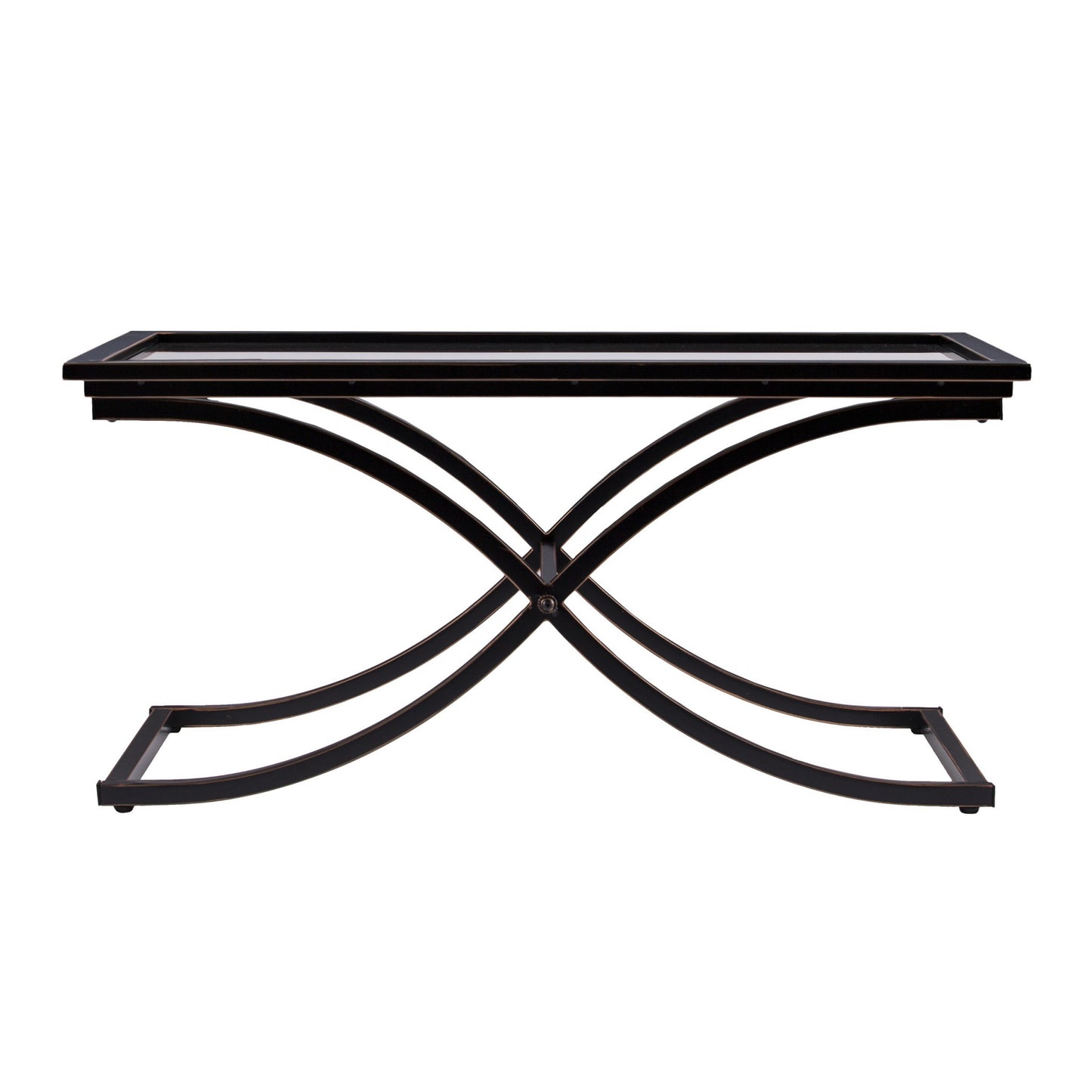 42" Black Glass And Metal Rectangular Coffee Table